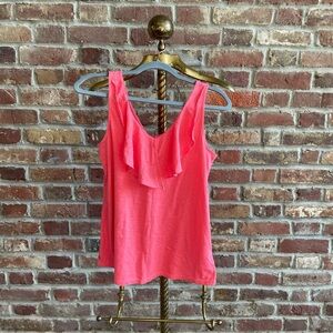 Lilly Pulitzer Coral Ruffle V-Neck Tank Top